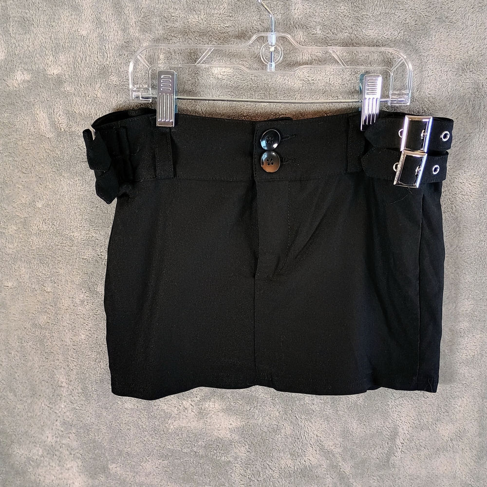 SHEIN Black Mini Skirt with Side Buckles Size XS